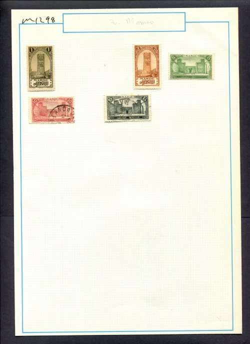 Morocco - 5 Stamps Mounted On Old Album Page