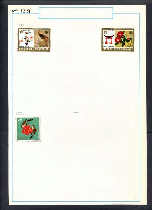 Rwanda - 3 Stamps Mounted On Old Album Page