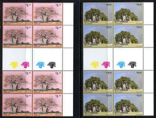 Botswana - Baobabs In Botswana - Set of 4 Gutters/Control Blocks of 8 - 2022 - MNH