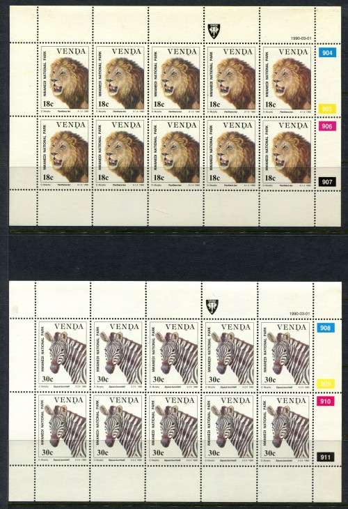 Venda - Set of 4 Full Sheets of 10 - 1990 - MNH - Some Very Light Toning