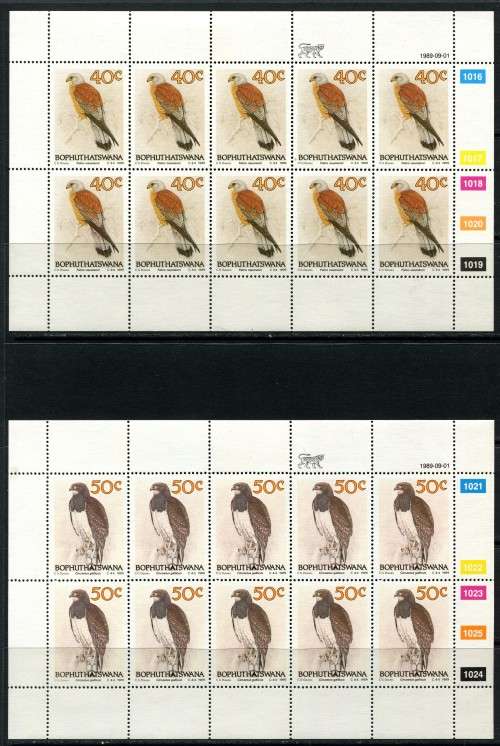 Bophuthatswana - Birds - Set of 4 Full Sheets of 10 - 1989 - MNH