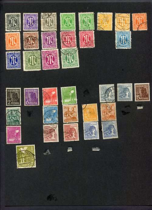 Germany - 36 Stamps Mounted(Hinged) on Old Album Page