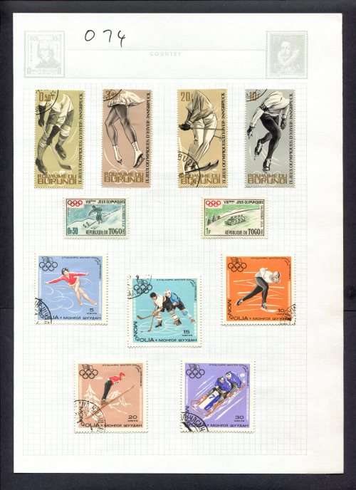 Sport - 11 Stamps Mounted(Hinged) on Album Page