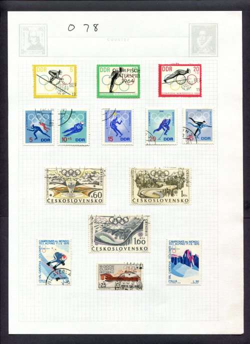 Sport - 14 Stamps Mounted(Hinged) on Album Page