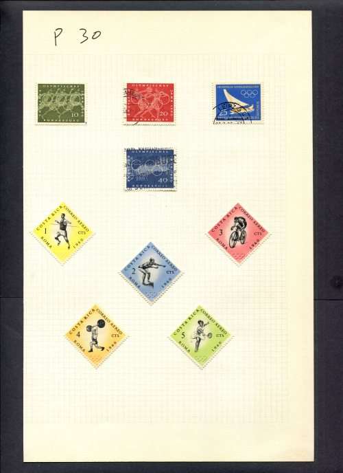 Sport - 9 Stamps Mounted(Hinged) on Album Page