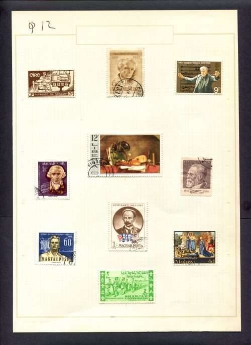 Music - 10 Stamps Mounted(Hinged) on Old Album Page