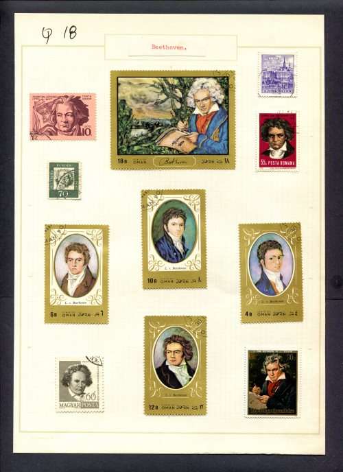 Music - 11 Stamps Mounted(Hinged) on Old Album Page