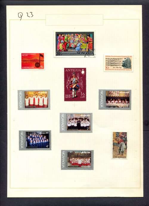 Music - 10 Stamps Mounted(Hinged) on Old Album Page