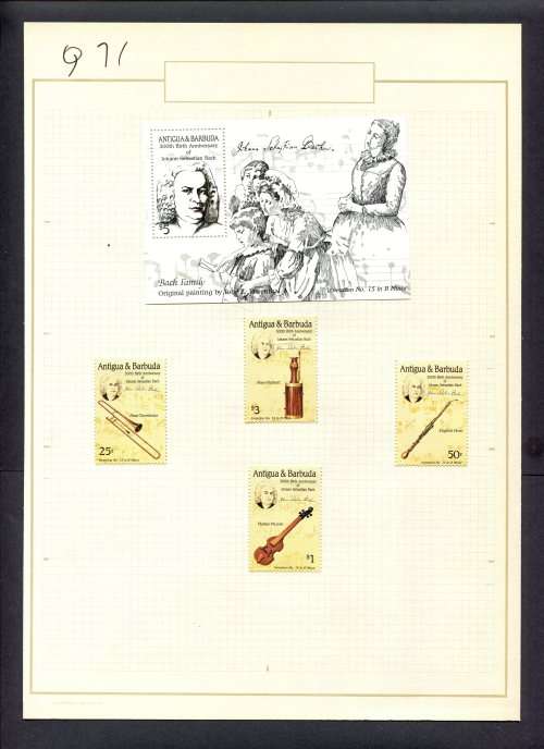 Music - 4 Stamps  + 1 Miniature Sheet Mounted(Hinged) on Old Album Page