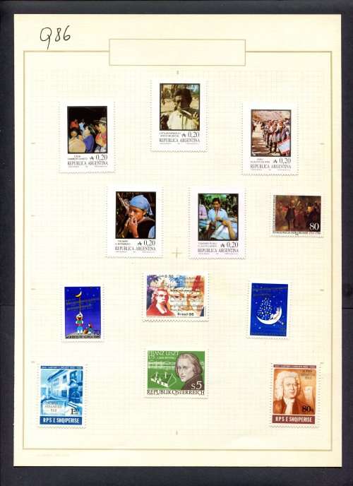 Music - 12 Stamps Mounted(Hinged) on Old Album Page