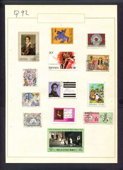 Music - 13 Stamps Mounted(Hinged) on Old Album Page