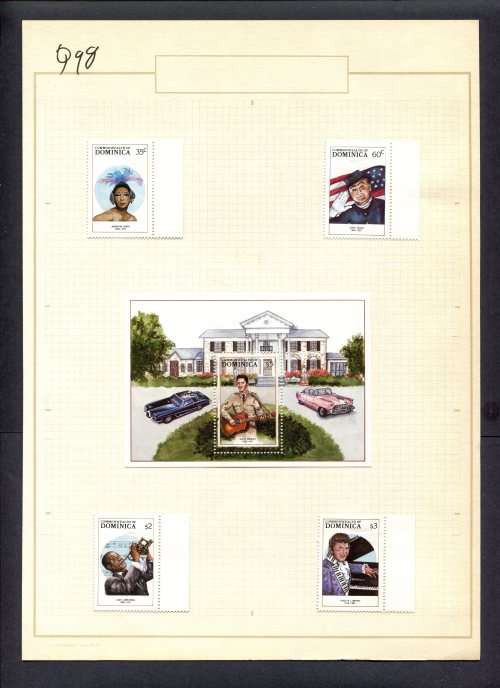 Music - 4 Stamps + 1 Miniature Sheet  Mounted(Hinged) on Old Album Page