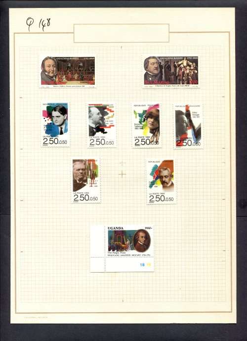 Music - 9 Stamps Mounted(Hinged) on Old Album Page