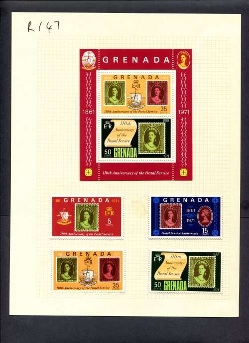 Stamps on Stamps - 4 Stamps + 1 Miniature Sheet  Mounted(Hinged) on Album Page