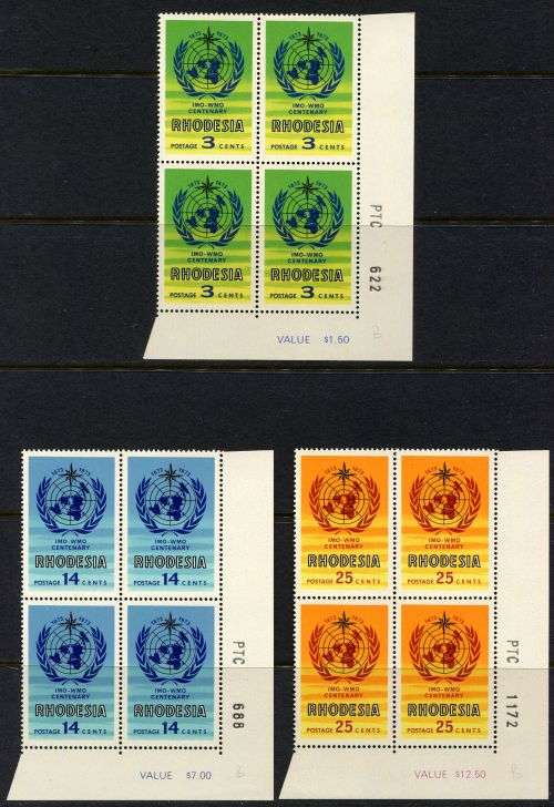 Rhodesia - Set of 3 PTC Blocks of 4 - 1973 - MNH