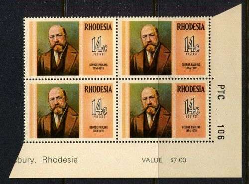 Rhodesia - 1 PTC Block of 4 - 1974 - MNH
