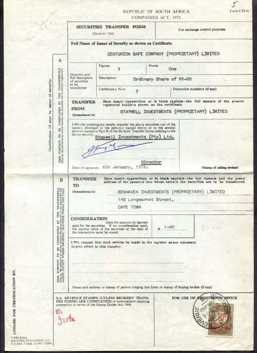 RSA - Revenue Document - Certificate No. 7