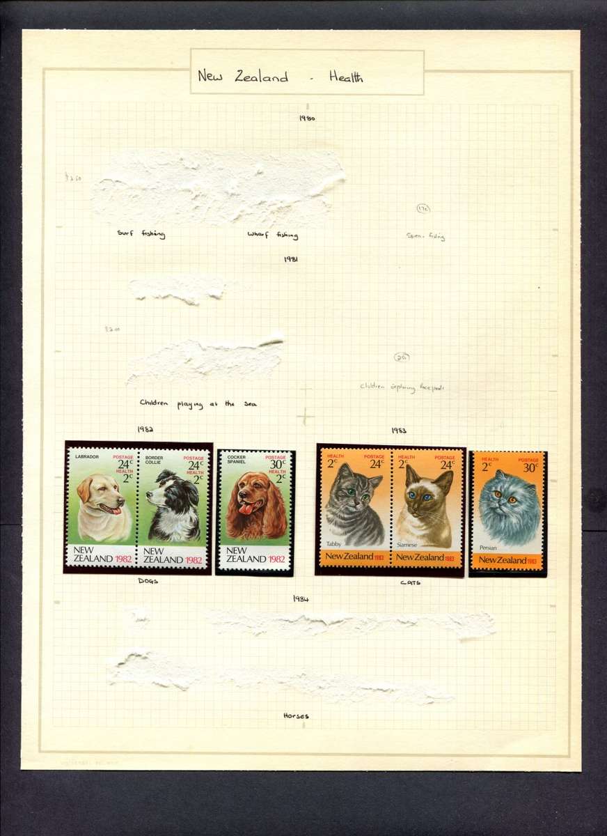 New Zealand - 105 Stamps (mint stamps mounted) + 1 Cover Mounted(Hinged) on 11 Album Pages