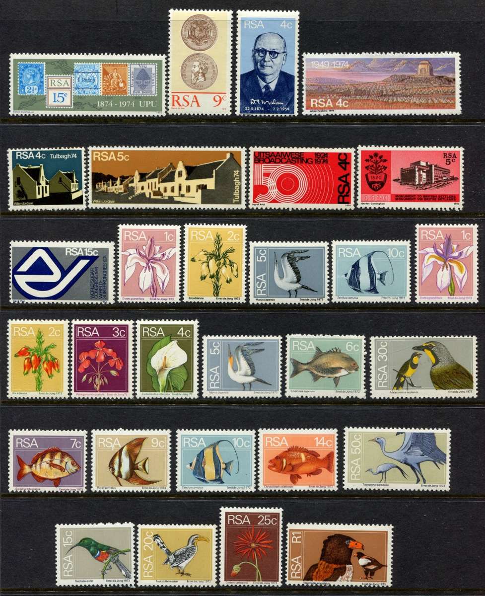RSA - 29 Stamps of 1974 - MNH