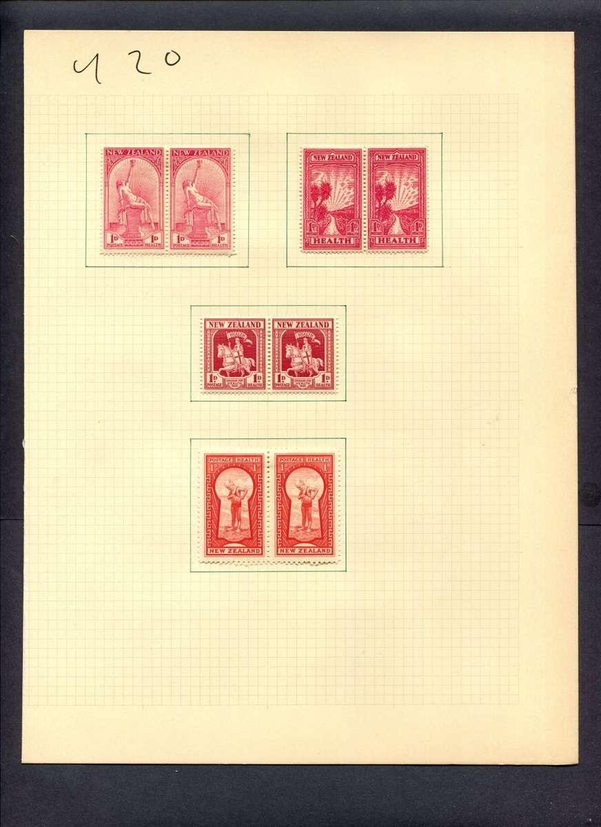 New Zealand - 8 Stamps Mounted (Hinged) On Album Page