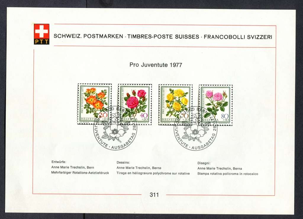 Switzerland - Set Hinged and CTO On Collectors Sheet 1977