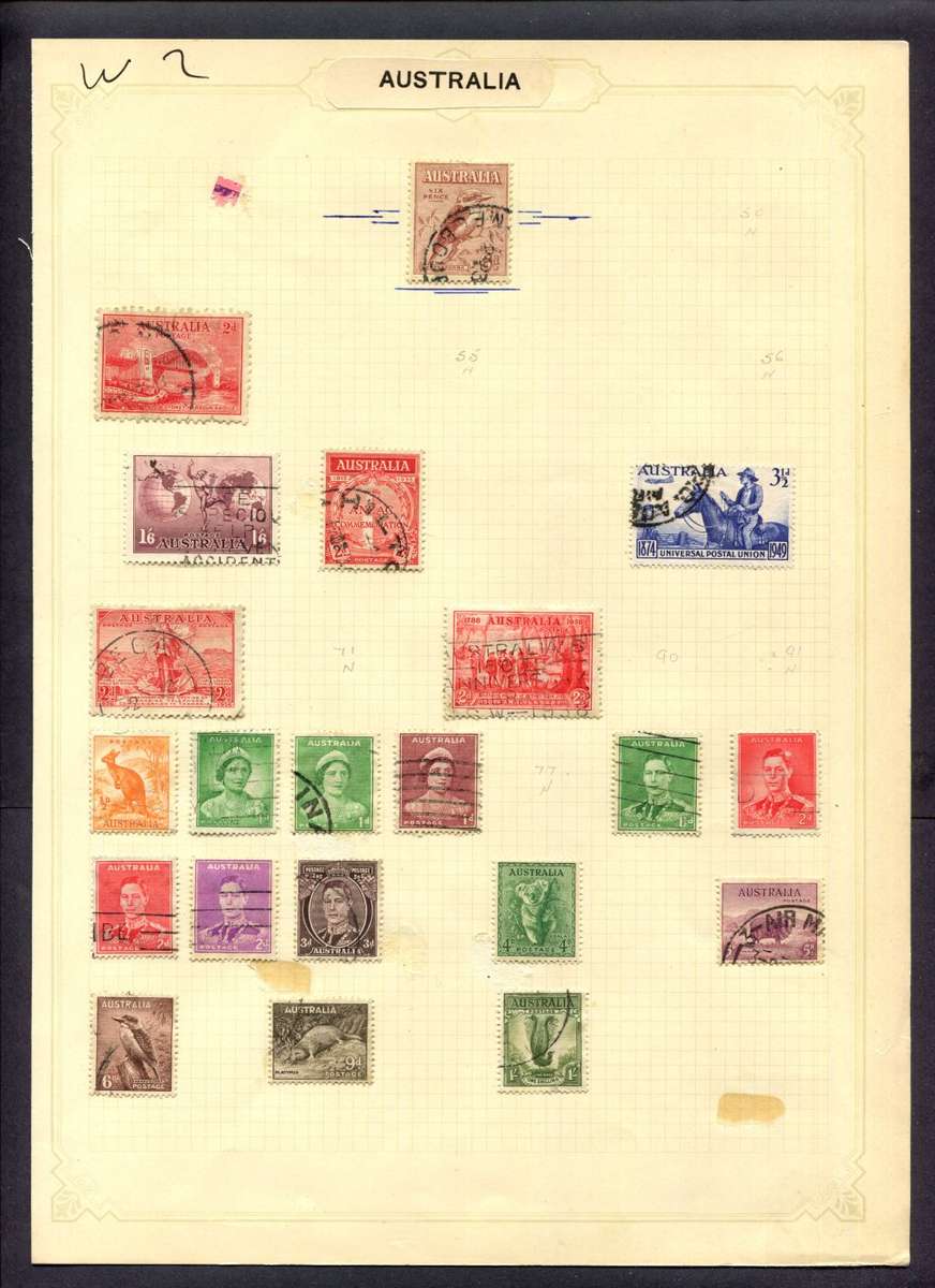 Australia - 21 Stamps Mounted (Hinged) On Album Page