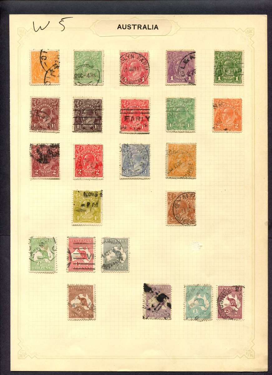 Australia - 23 Stamps Mounted (Hinged) On Album Page