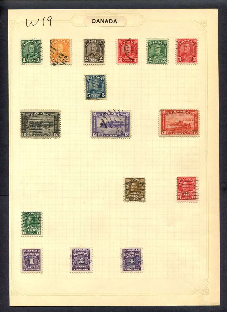 Canada - 16 Stamps Mounted (Hinged) On Album Page