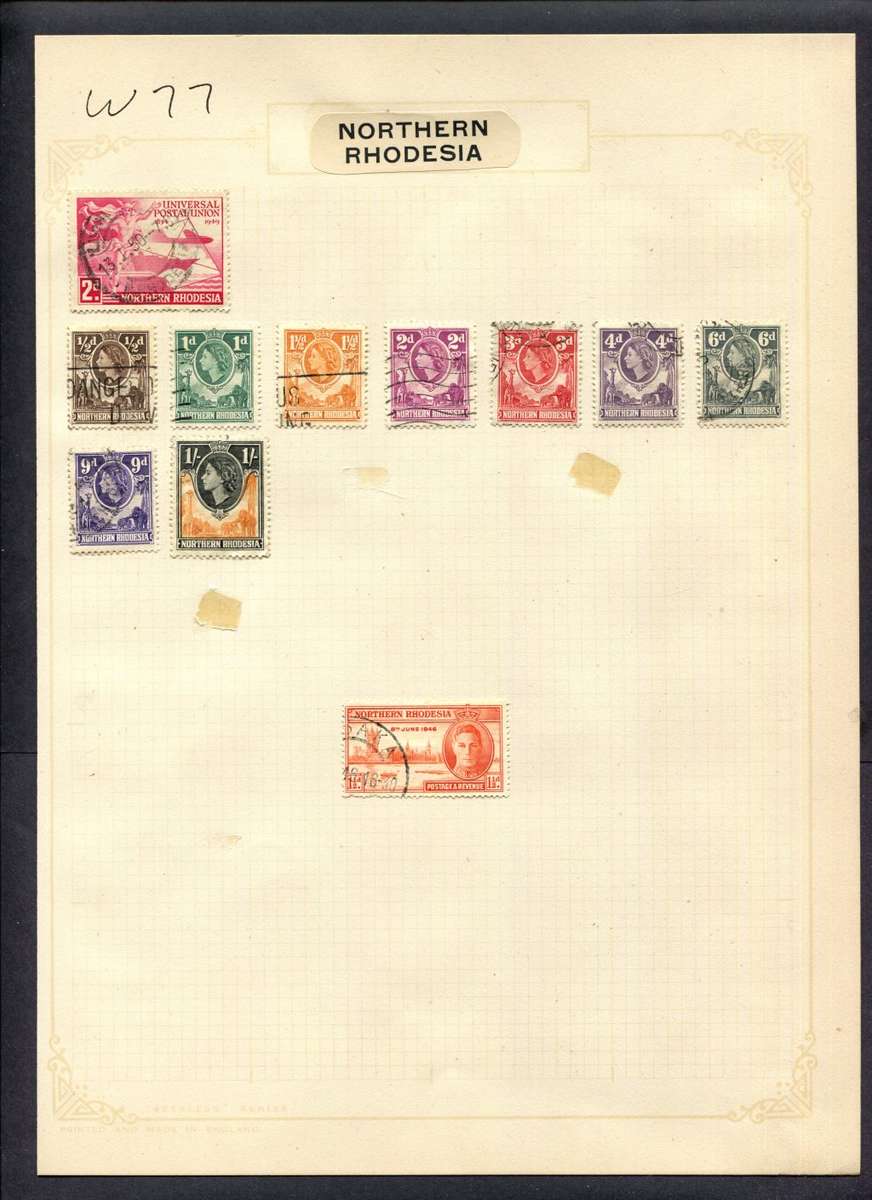 Northern Rhodesia - 11 Stamps Mounted (Hinged) On Album Page