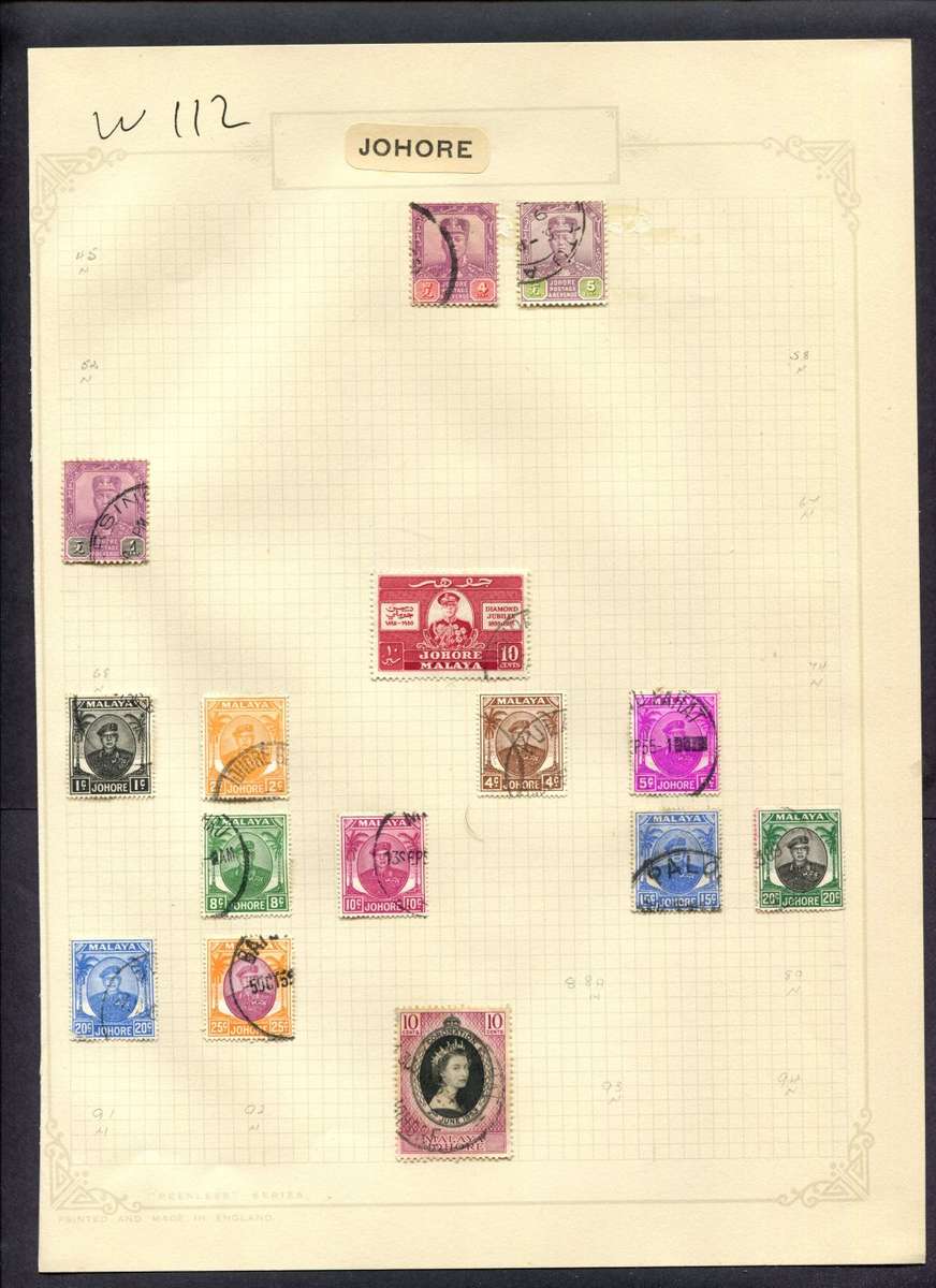 Malaysia - 15 Stamps Mounted (Hinged) On Album Page