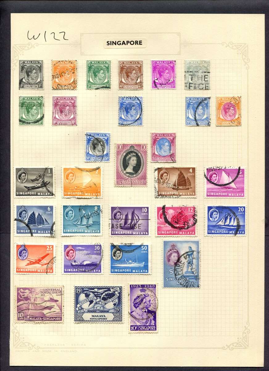 Singapore - 30 Stamps Mounted (Hinged) On Album Page