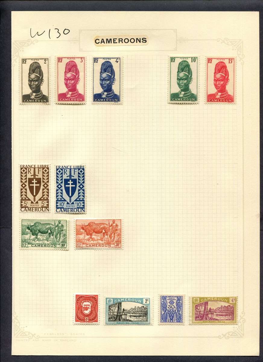 Cameroon - 13 Stamps Mounted (Hinged) On Album Page