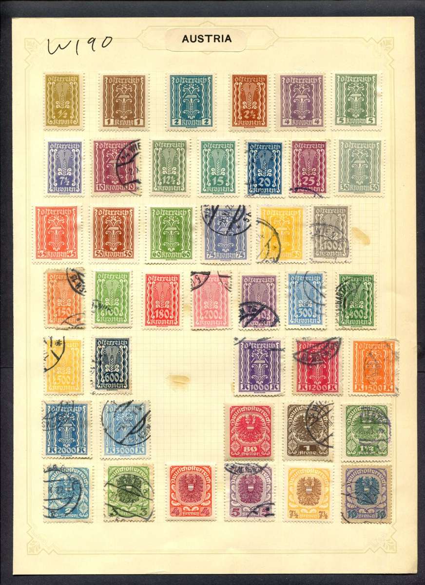 Austria - 42 Stamps Mounted (Hinged) On Album Page