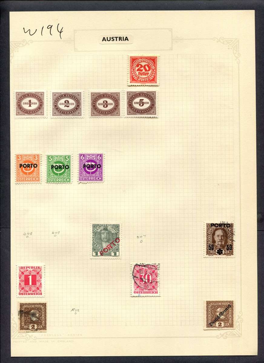 Austria - 14 Stamps Mounted (Hinged) On Album Page
