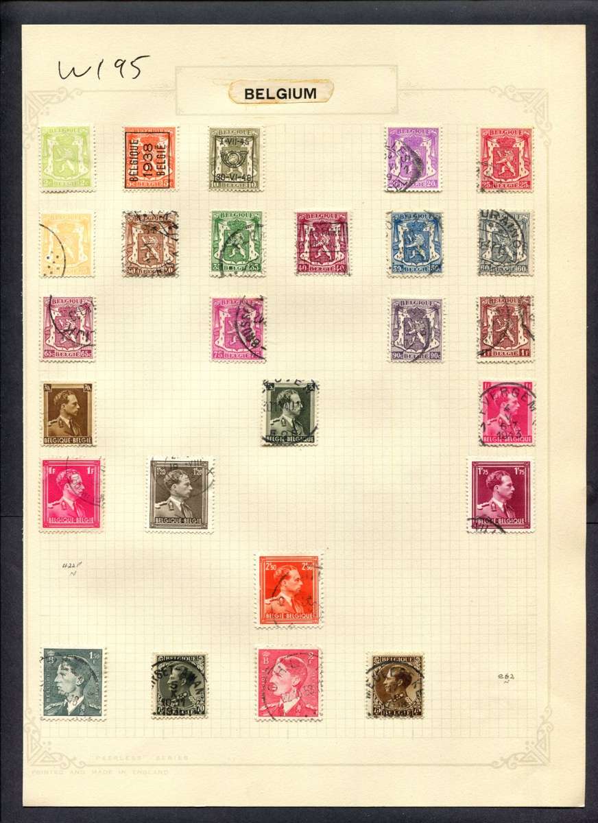 Belgium - 26 Stamps Mounted (Hinged) On Album Page