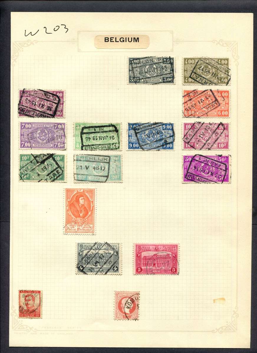 Belgium - 16 Stamps Mounted (Hinged) On Album Page