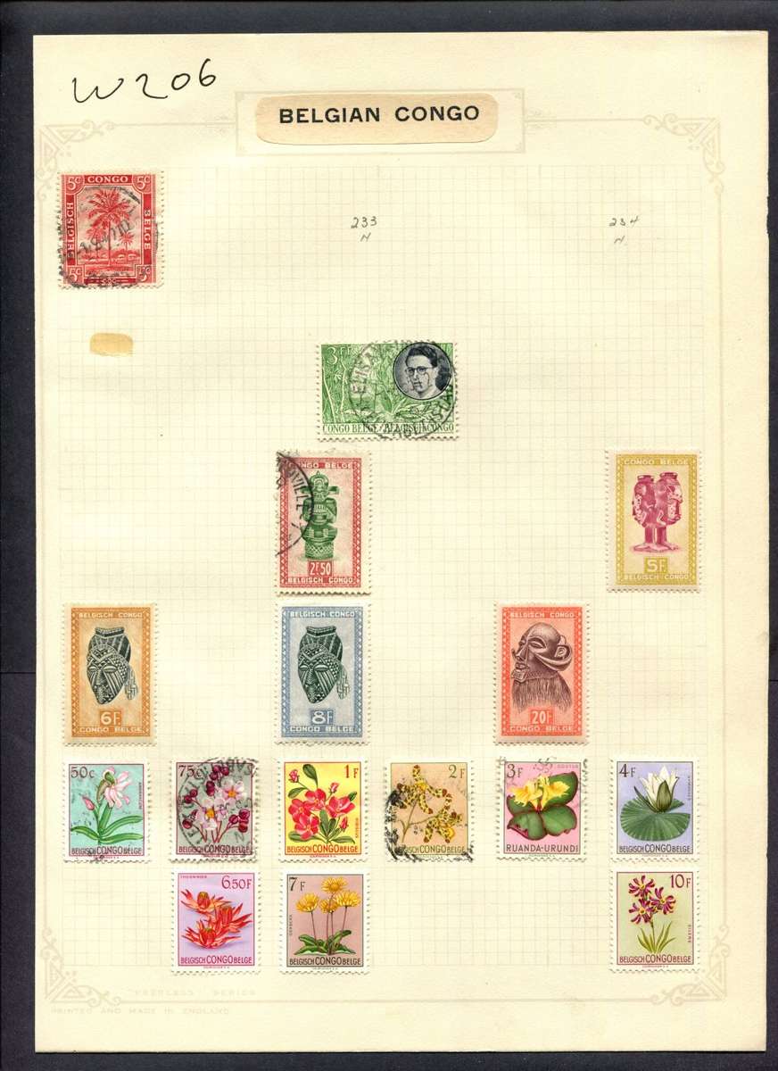 Belgium Congo - 16 Stamps Mounted (Hinged) On Album Page