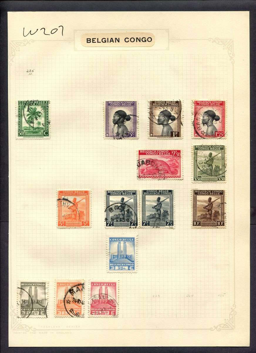 Belgium Congo - 14 Stamps Mounted (Hinged) On Album Page
