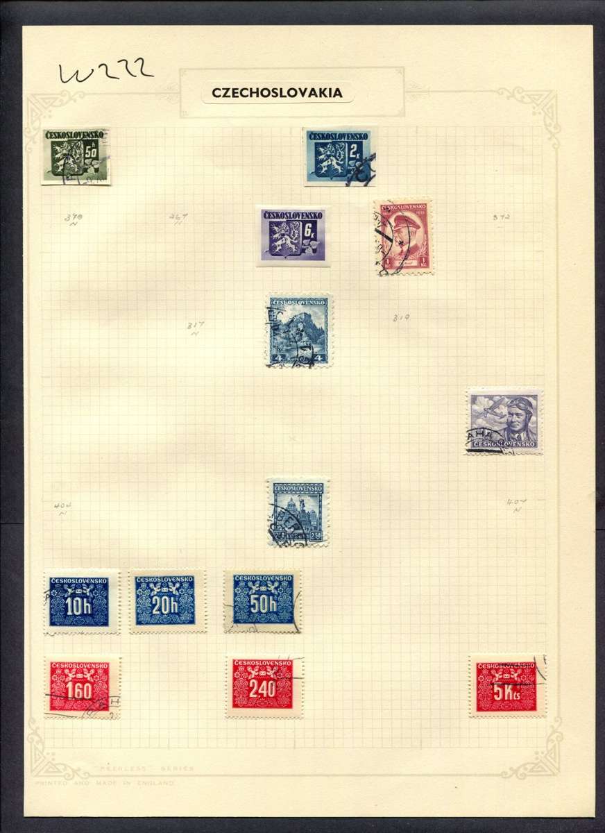 Czechoslovakia - 13 Stamps Mounted (Hinged) On Album Page