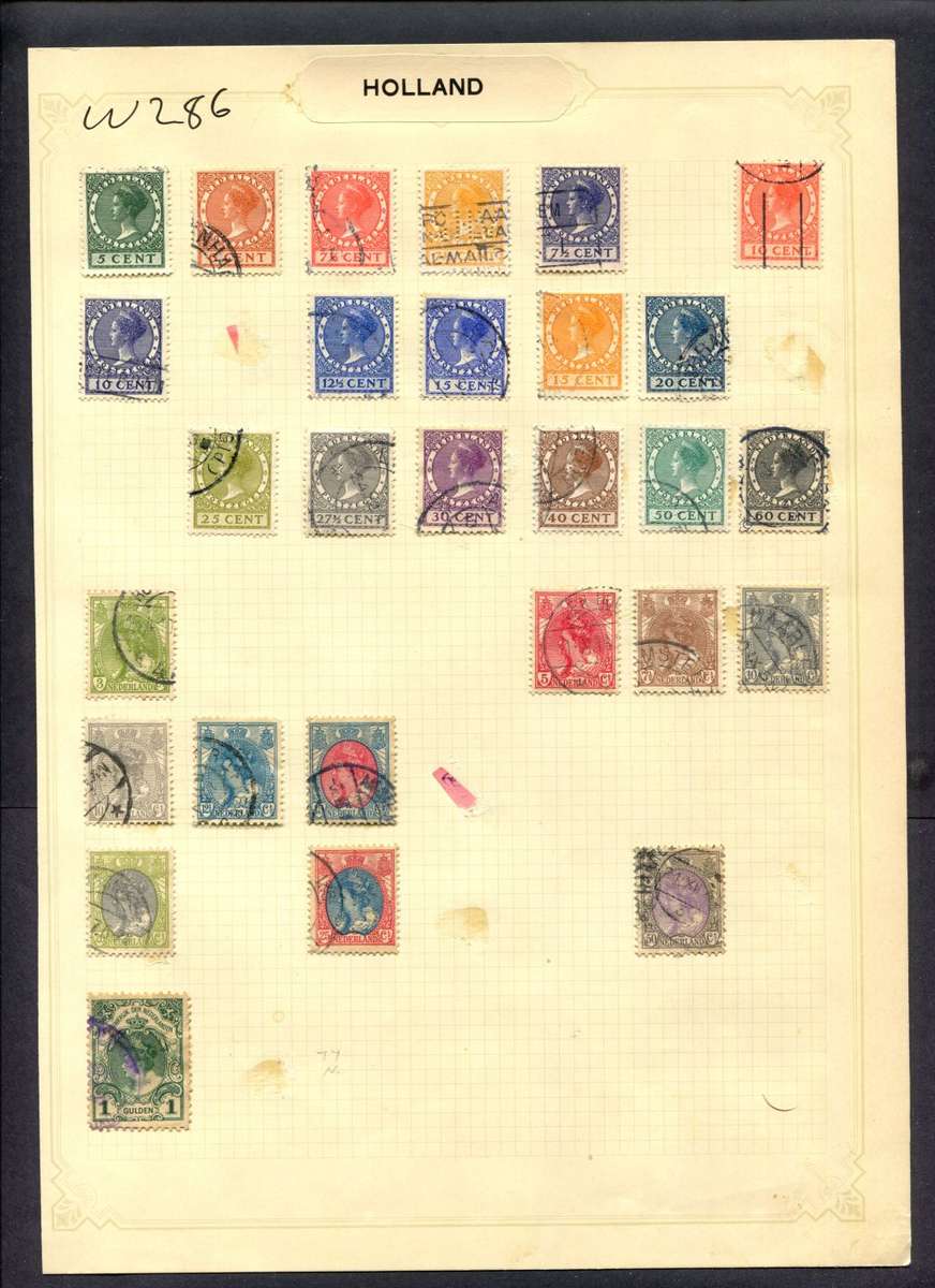 Netherlands - 28 Stamps Mounted (Hinged) On Album Page