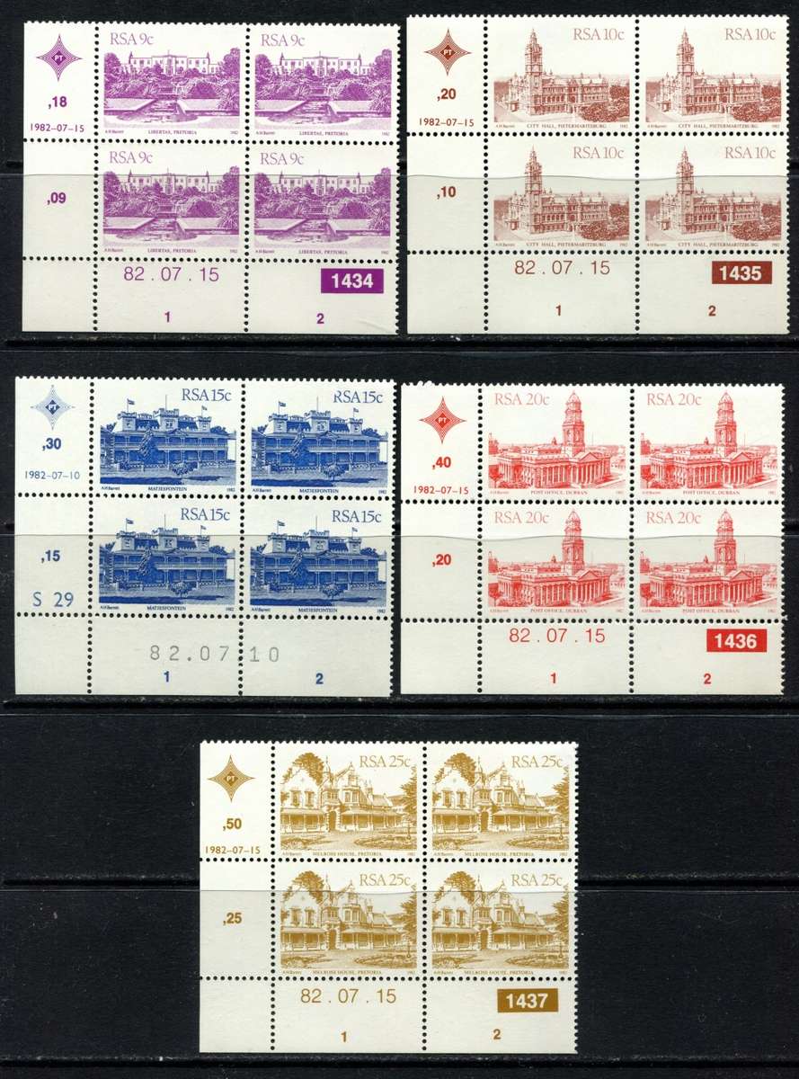 RSA - Set of 17 Control Blocks of 4 + coil Strips of 5 - 1982 - MNH