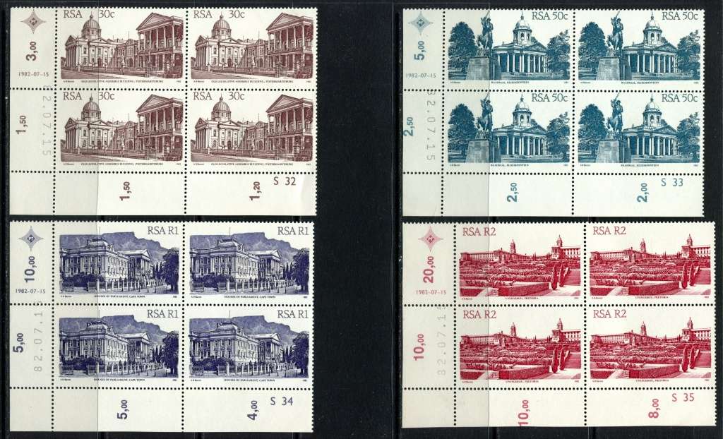 RSA - Set of 17 Control Blocks of 4 + coil Strips of 5 - 1982 - MNH