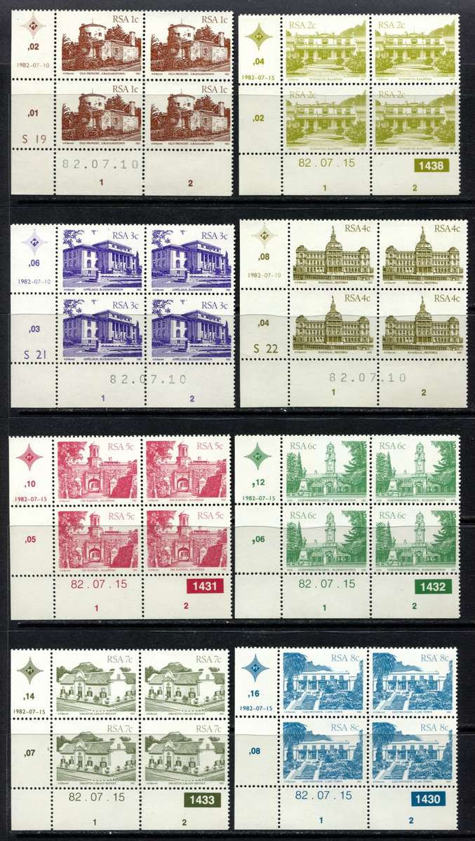 RSA - Set of 17 Control Blocks of 4 + coil Strips of 5 - 1982 - MNH