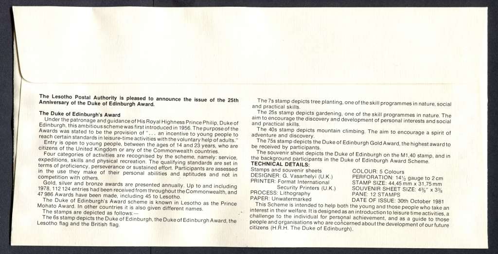 Lesotho - Miniature Sheet FDC - 1981