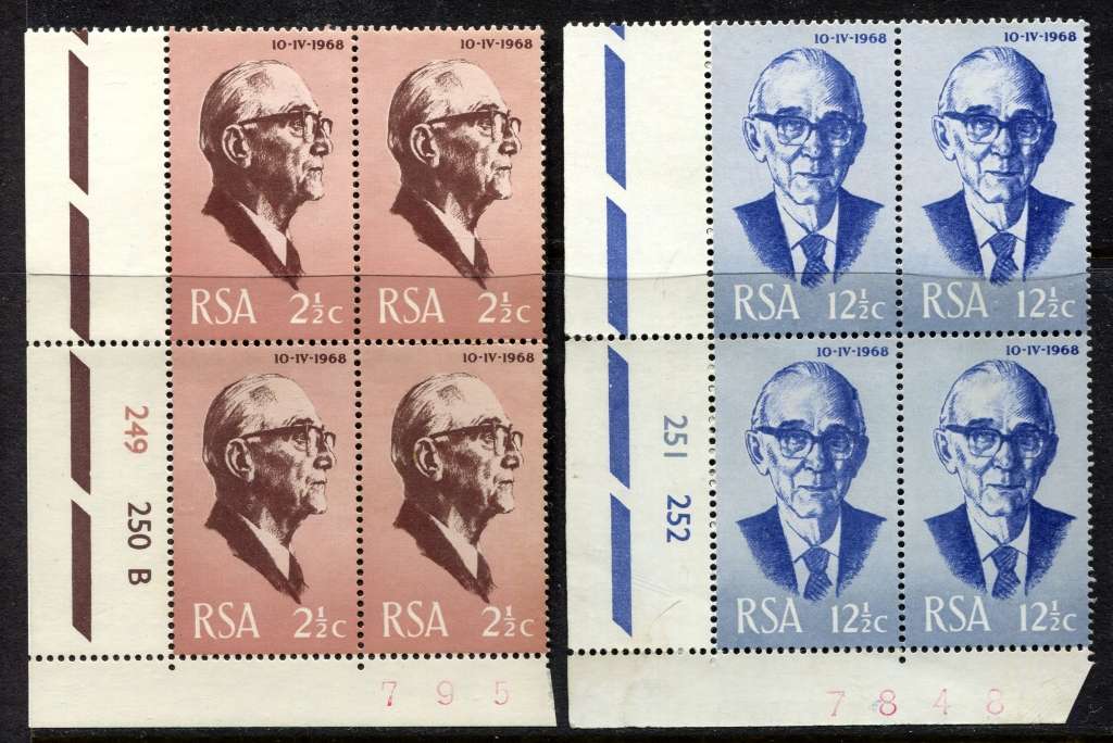 RSA - 2 Control Blocks of 4 - 1968 - MNH