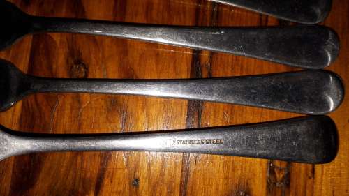 5 VINTAGE STAINLESS STEEL DOVETAIL Forks