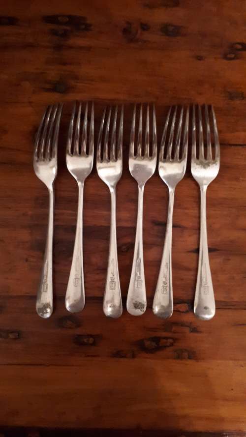 VINTAGE SET OF 6 IDENTICAL SILVER PLATED William Rodgers (Sheffield) Dinner forks