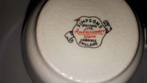 VINTAGE SIMPSONS Ltd PORCELAIN 19 PIECE TEA SET: 6 Trios and 1 Cake Plate