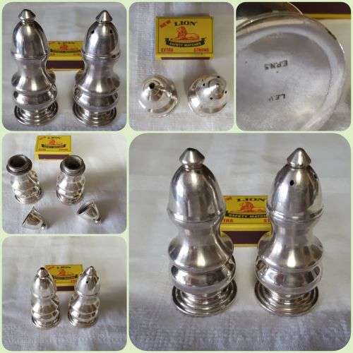 VINTAGE HEAVY SILVER PLATED SALT AND PEPPER SHAKER SET