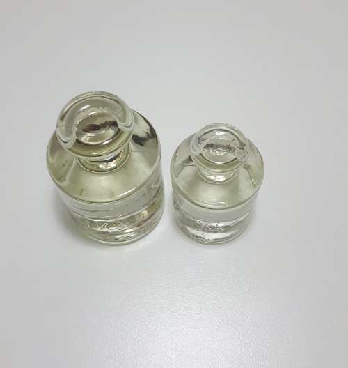 Vintage Set Of Two Graduating Glass Paperweights (Scale Design)